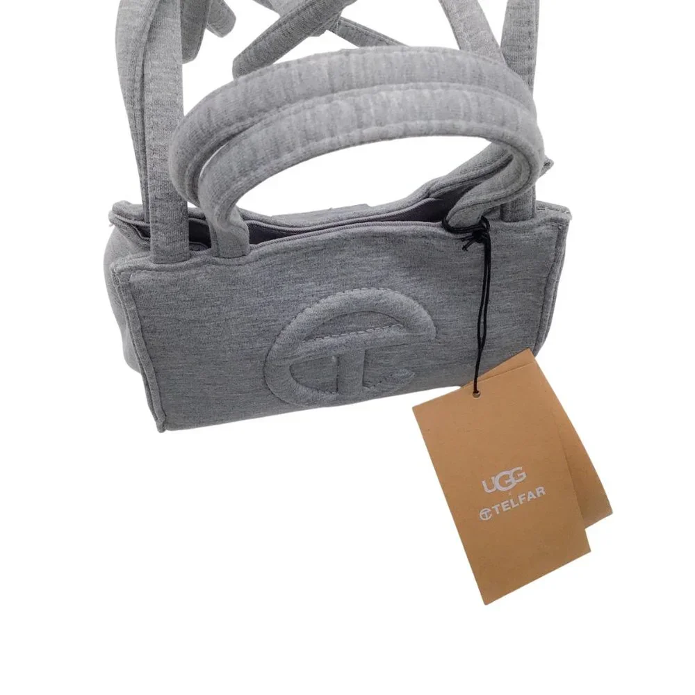 UGG X TELFAR FLEECE SMALL SHOPPING BAG IN HEATHER GREY - Picture 5 of 11